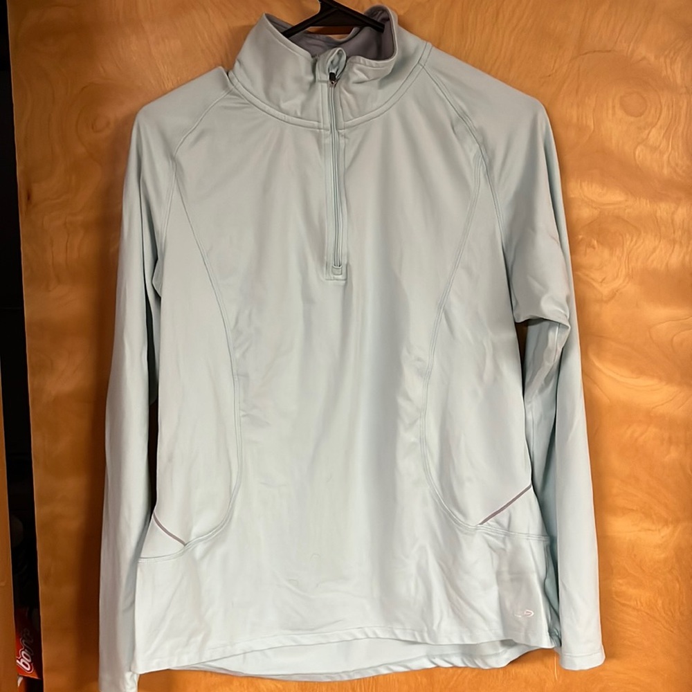 Champion 3/4 zip light blue!